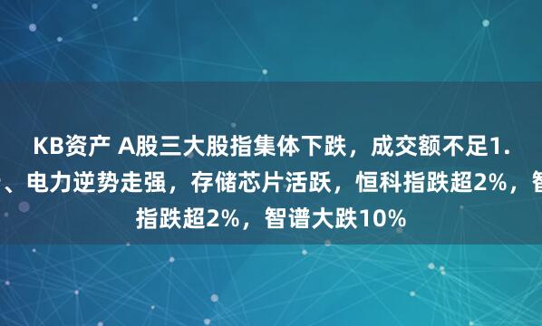 KB资产 A股三大股指集体下跌，成交额不足1.7万亿，银行、电力逆势走强，存储芯片活跃，恒科指跌超2%，智谱大跌10%